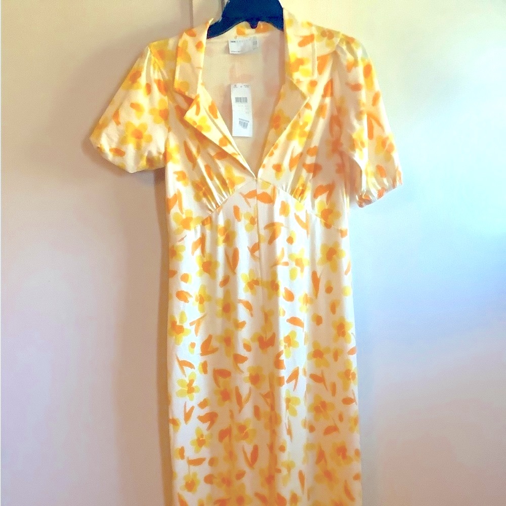 ASOS yellow orange white cotton dress